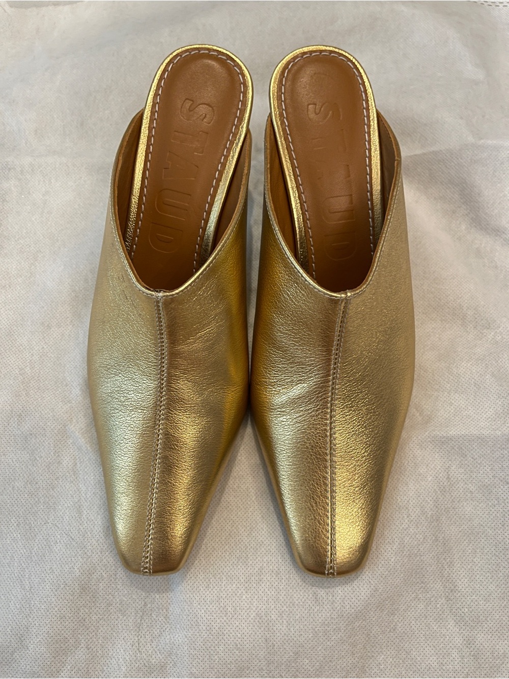 STAUD Gold Leather Mules (size 38) - Picture 2 of 8